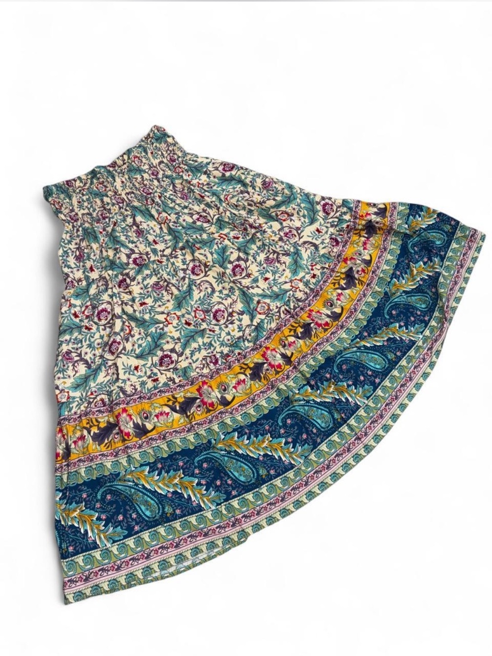 Fashion Bohemian Floral Skirt in Teal & Cream 2 in 1